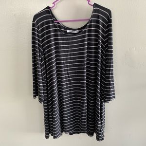 Maurices Gray and White Stripe Tunic Top